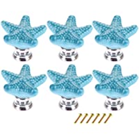 Foxom Pomos de puerta- 6 piezas- pomos creativos de cerámica con forma de estrella de mar- para armarios- cajones- baños…